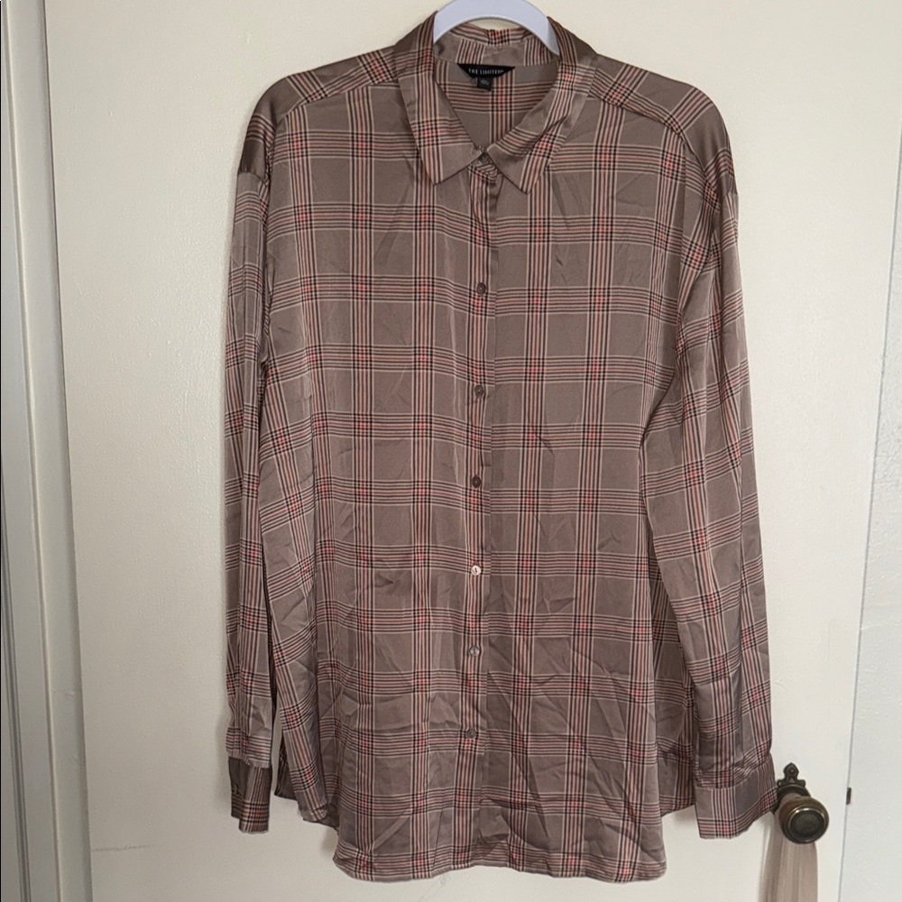 The Limited Brown and Red Plaid Blouse